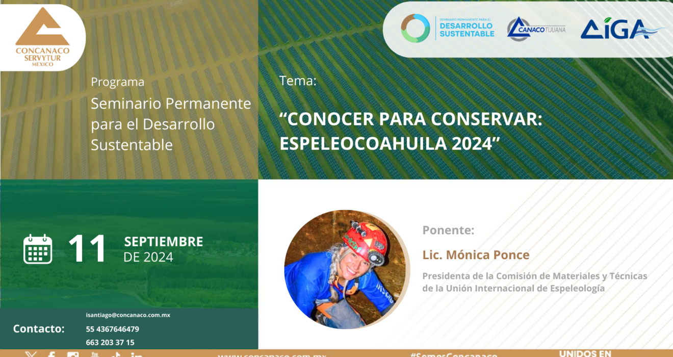 Lic. Mónica Ponce Presidenta de la Comisión de Materiales y Técnicas de la Unión Internacional de Espeleología. Con la ponencia: “Conocer para conservar: ESPELEOCOAHUILA 2024”