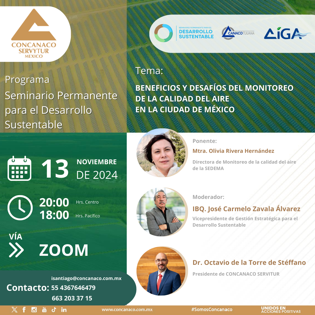 13 de noviembre de 2024 Presentación a cargo de la: Mtra. Olivia Rivera Hernández Directora de Monitoreo de la Calidad del Aire de la SEDEMA Con la ponencia: “BENEFICIOS Y DESAFÍOS DEL MONITOREO DE LA CALIDAD DEL AIRE EN LA CIUDAD DE MÉXICO”