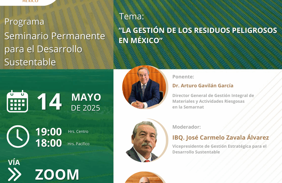 Dr. Arturo Gavilán García Director General de Gestión Integral de Materiales y Actividades Riesgosas en la Semarnat 📌 Tema de la sesión: “LA GESTIÓN DE LOS RESIDUOS PELIGROSOS EN MÉXICO”